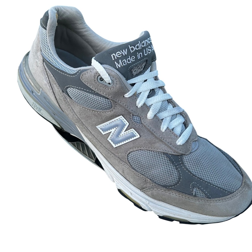 New Balance 993 Made in USA Grey Suede Mesh Running Shoes MR993GL Mens 14 D